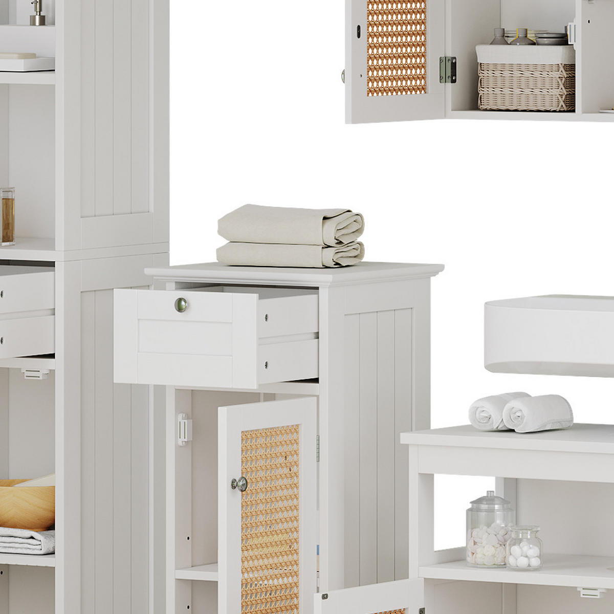 BADMÖBEL-SET Rosario Weiß 4 Teile, mit Hochschrank - Weiß, Holzwerkstoff (60/60/30cm) - Vicco