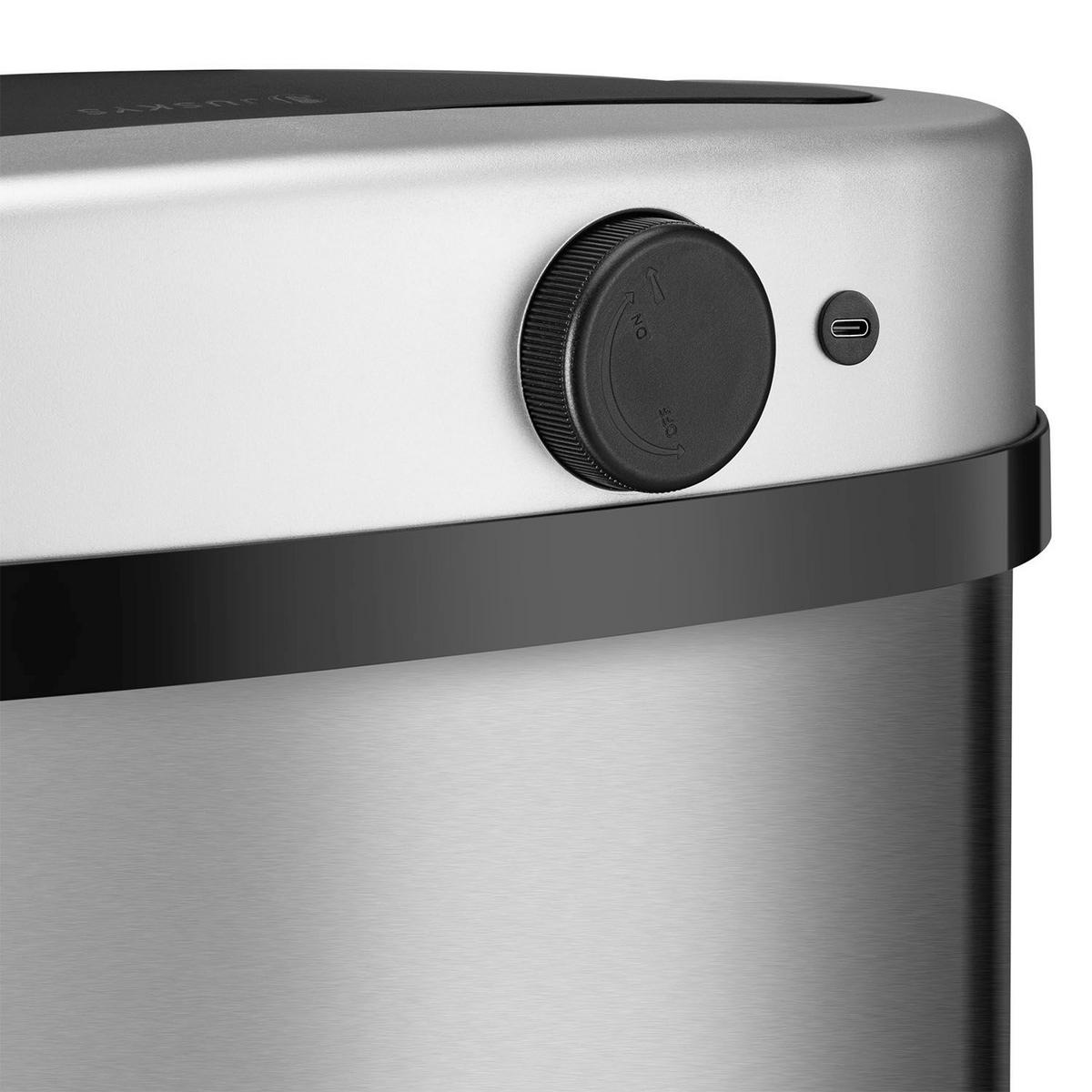 MÜLLEIMER viereckig 60L silber mit Sensor - Silberfarben, Metall (40/63/29cm) - Juskys