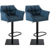 BARHOCKER 2er Set Stoff Blau - Blau/Schwarz, Textil/Metall (64/88/45cm) - CLP