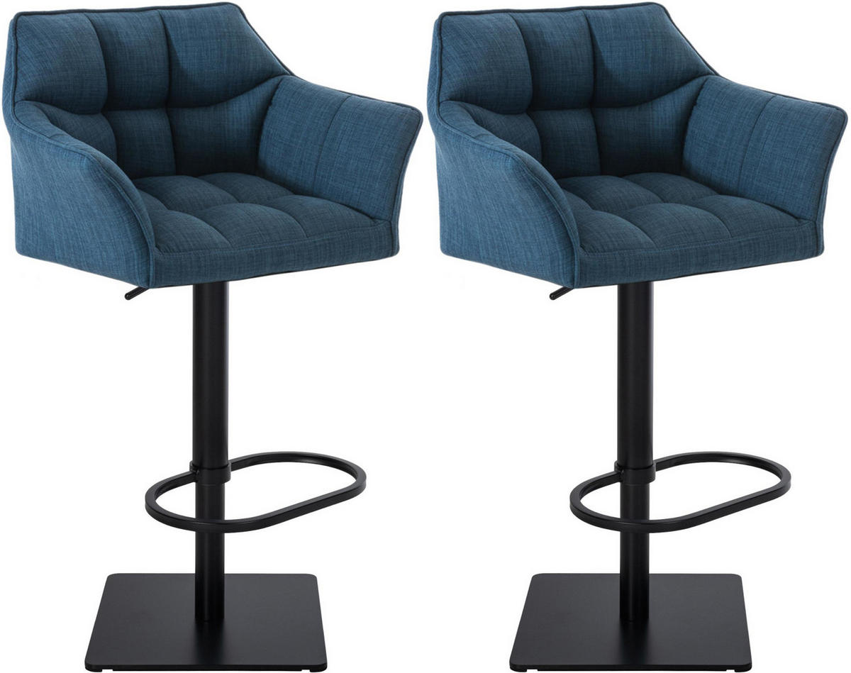BARHOCKER 2er Set Stoff Blau - Blau/Schwarz, Textil/Metall (64/88/45cm) - CLP