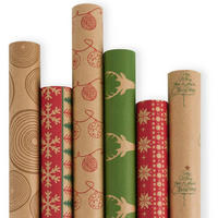 GESCHENKPAPIER 6 Rollen 76 x 305 cm Kraftpapier Weihnachtsmuster - Multicolor, Papier (20/4/76cm)