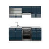 KÜCHENZEILE Fame-Line Dunkelblau Hochglanz/Anthrazit 200 cm AP Marmor - Anthrazit/Dunkelblau, Holzwerkstoff (200/81.6/60cm) - Vicco