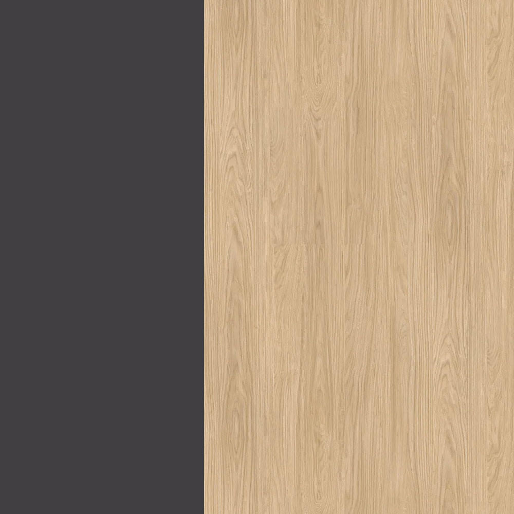 KÜCHENZEILE Casella 15-teilig Lava / Casella Eiche Natur hell - Hellbraun/Dunkelgrau, Holzwerkstoff/Metall (360/207/270cm) - Feldmann-Wohnen