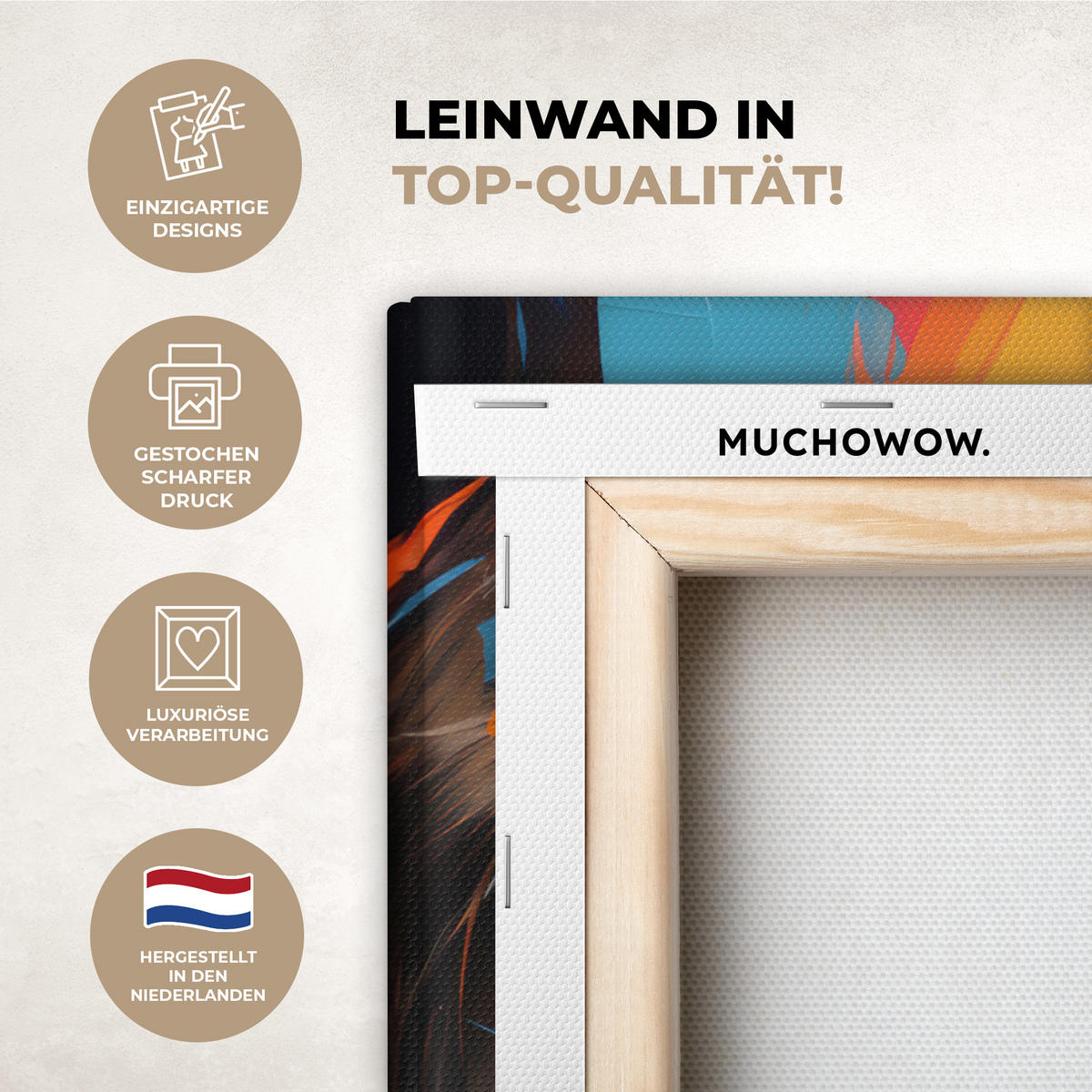 LEINWANDBILD Frau - Porträt - Farbenfroh - Kunst 50x50 cm - Multicolor, Textil (50/50cm) - MuchoWow