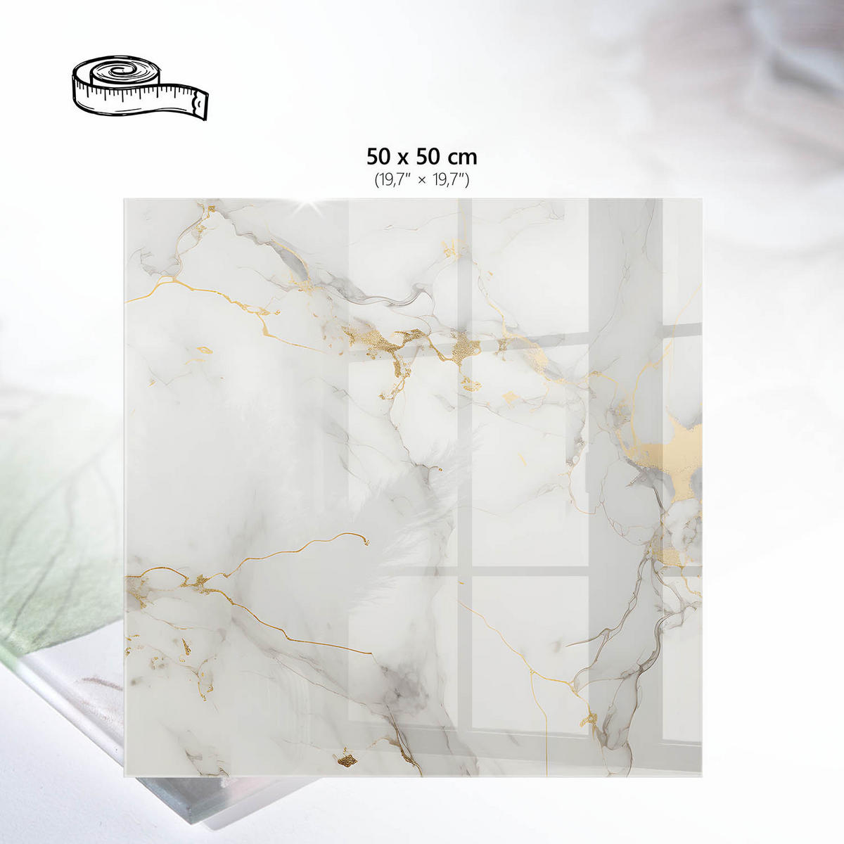 TISCHPLATTE 50x50 cm – Marmoroptik - Blau, Glas (50/50/0.4cm) - Wallfluent