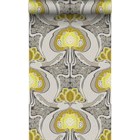 TAPETE Jugendstil-Blumenmuster 53 cm x 10.05 m - Gelb, Papier (53/1000cm) - Origin Wallcoverings
