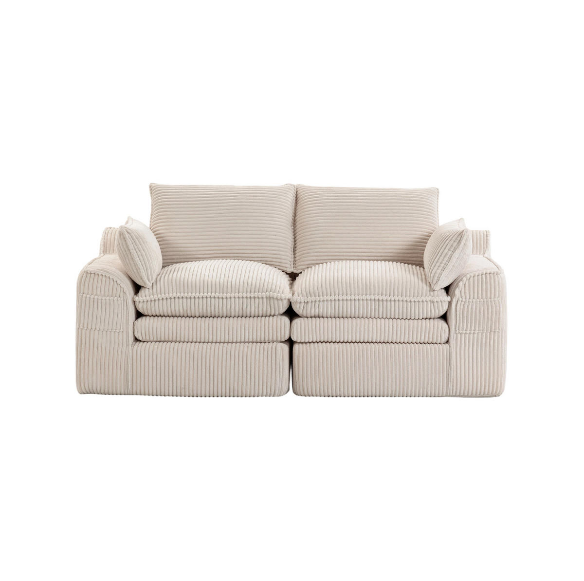 2-SITZER Sofa 191/94/85 cm Beige aus Cord mit Seitentaschen und Federkern - Beige, Textil (94/85/191cm) - Modenvie