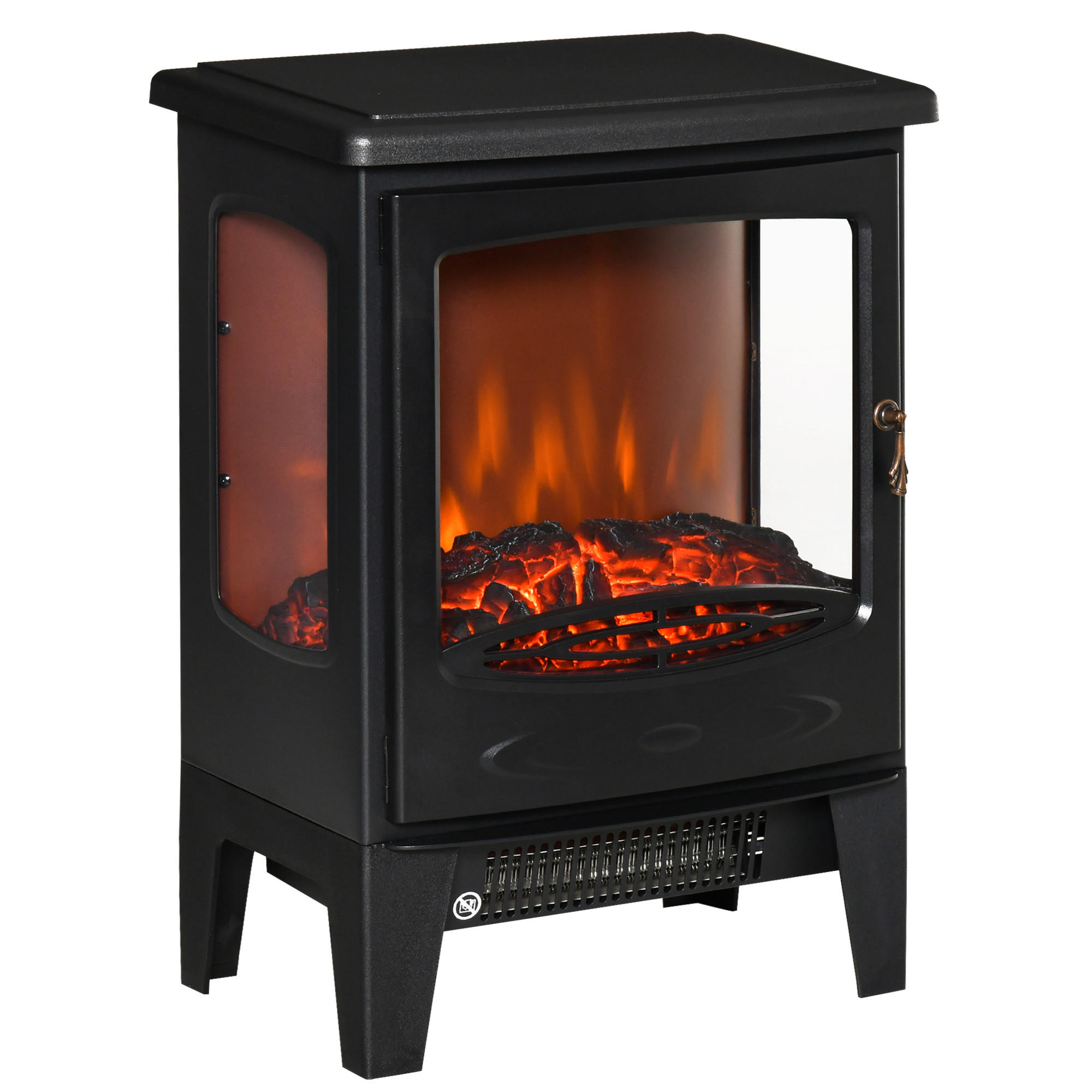ELEKTROKAMIN Stahl ABS Schwarz - Schwarz, Metall (26/54.8/39cm) - HOMCOM