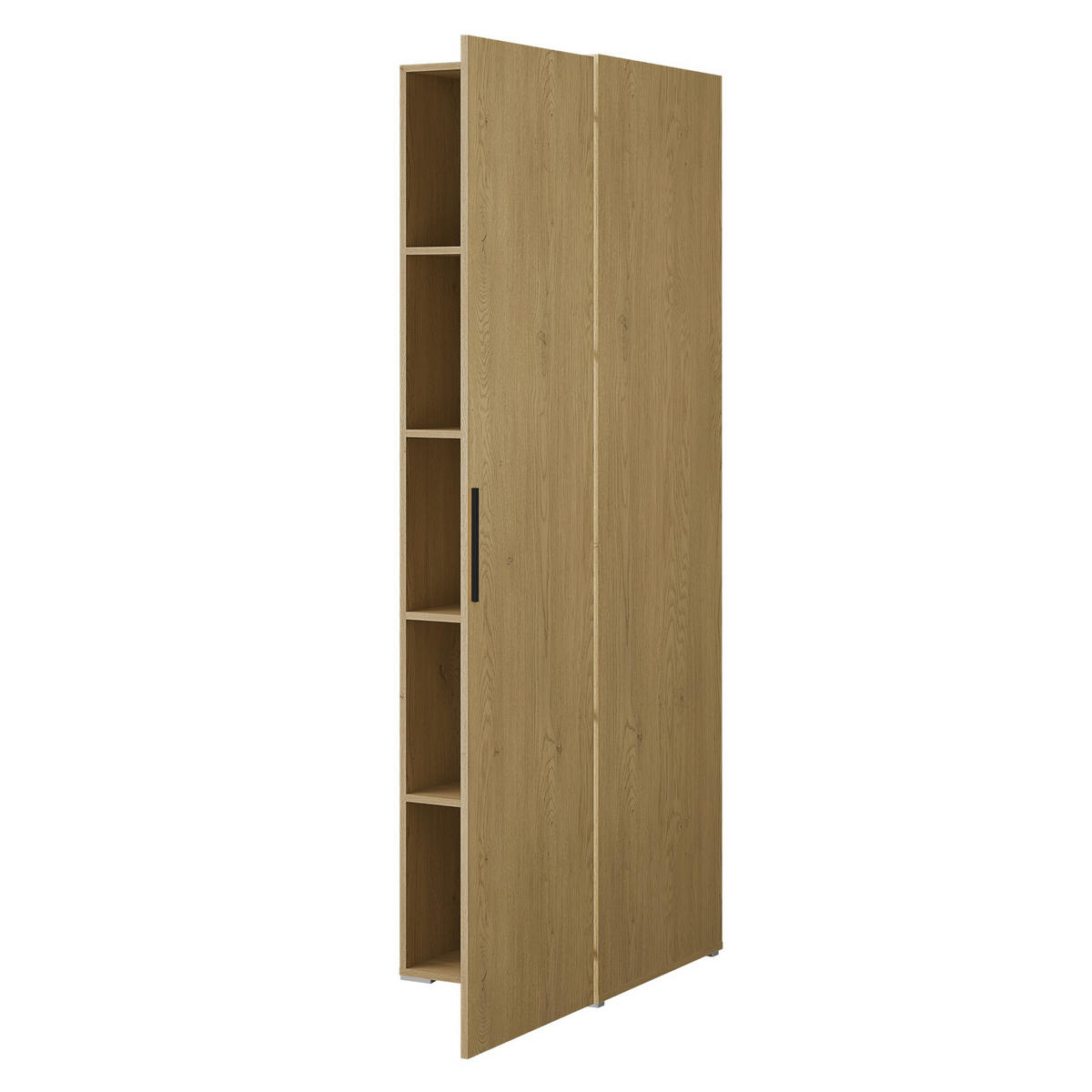 DREHTÜRENSCHRANK mit Einlegeböden Napoli 1D 50 Eiche Cremona (schwarzer oder goldener Griff) - Eichefarben/Silberfarben, Holzwerkstoff/Kunststoff (50/35/60cm) - mzm24