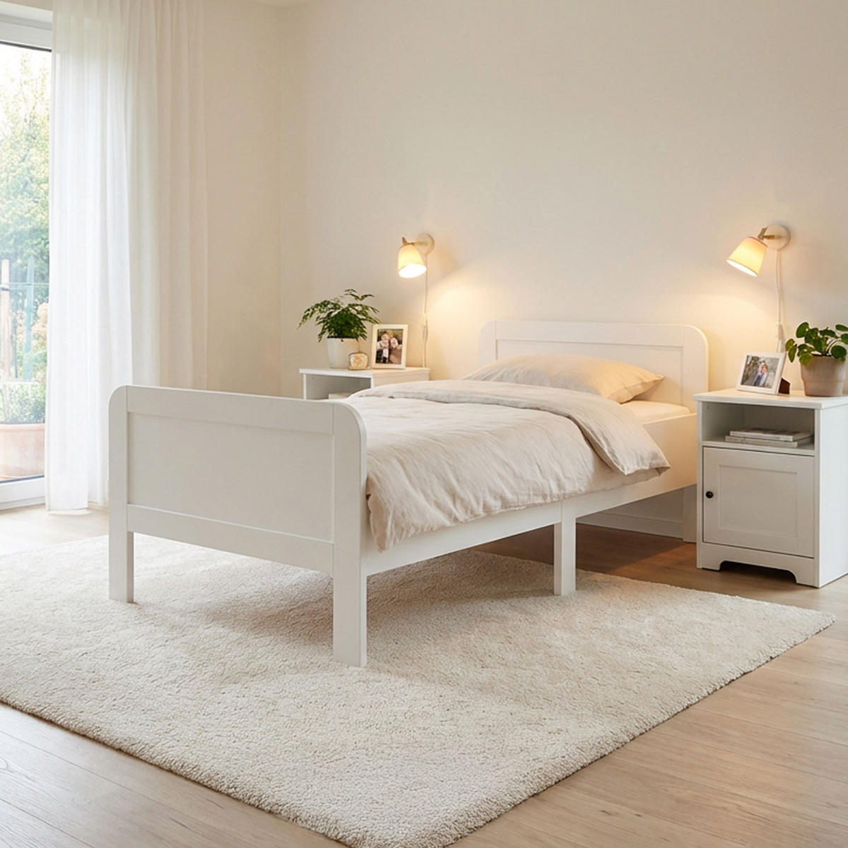 HOLZBETT Seniorenbett 90/200 weiß mit Lattenrost - Weiß, Holz (90/200cm) - Homestyle4u