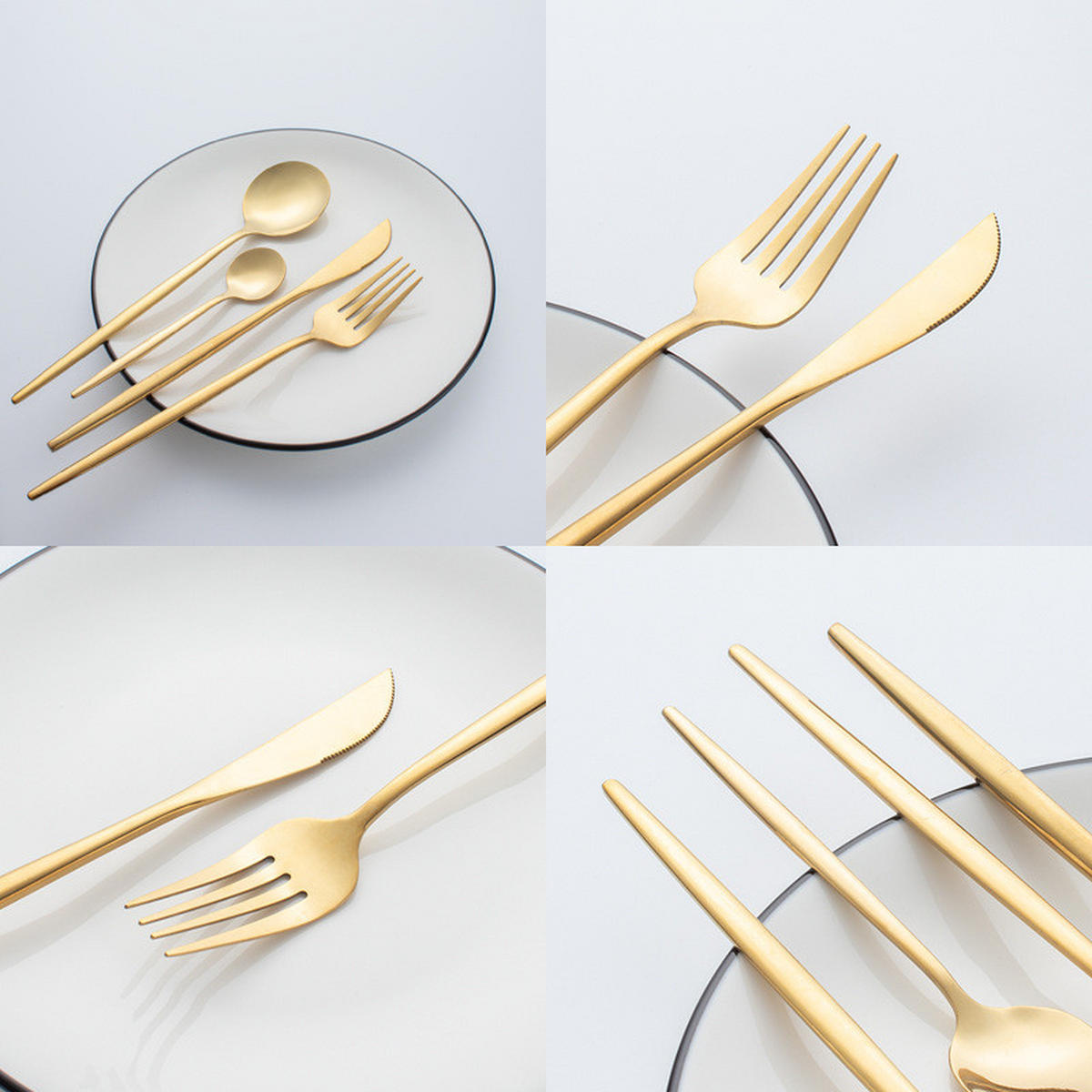 BESTECK-SET 24-teiliges Besteckset Edelstahl für 6 Personen - Goldfarben, Metall