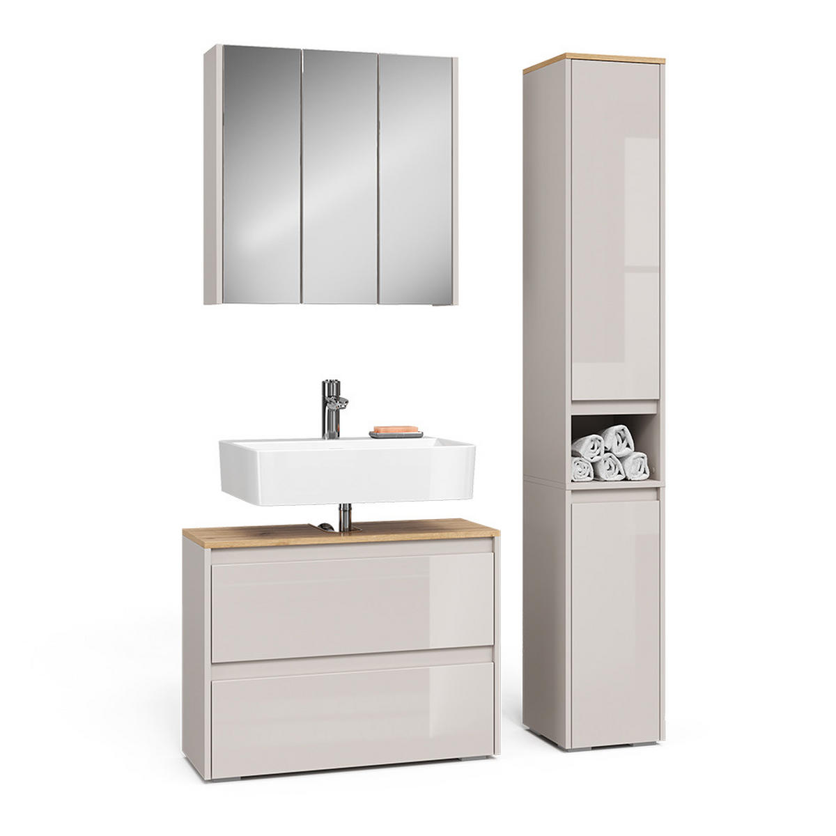 KOUPELNOVÝ NÁBYTEK Majest Kašmír/Řemeselné - kašmírová/světle šedá, kompozitní dřevo (80.1/62/30.1cm) - Vicco
