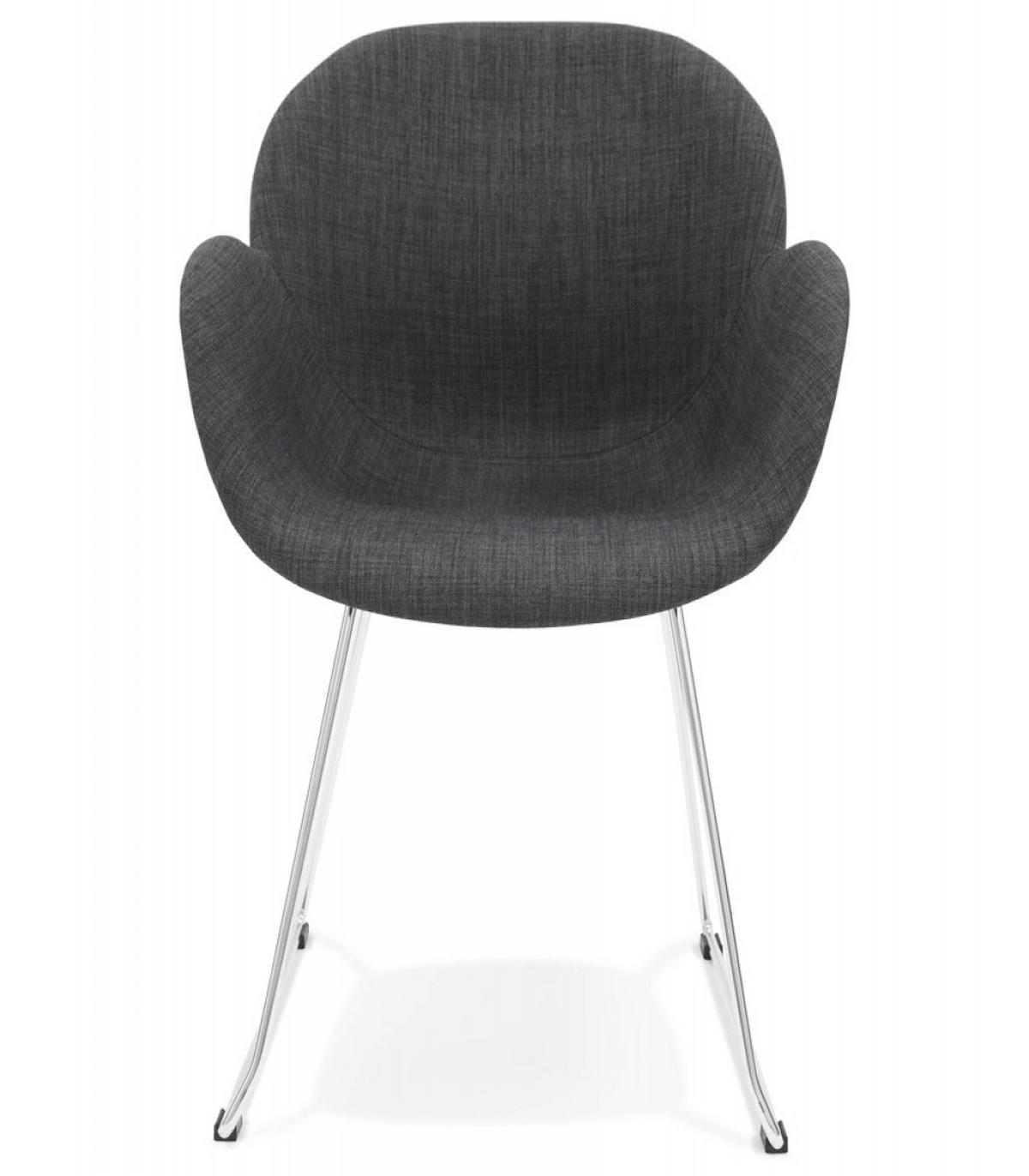 DESIGNERSTUHL JUMBO Stoffschale mit Armlehnen und Kufengestell Chrom, Anthrazit 59x58x87 cm - Chromfarben/Anthrazit, Textil/Metall (59/87/58cm) - KADIMA DESIGN
