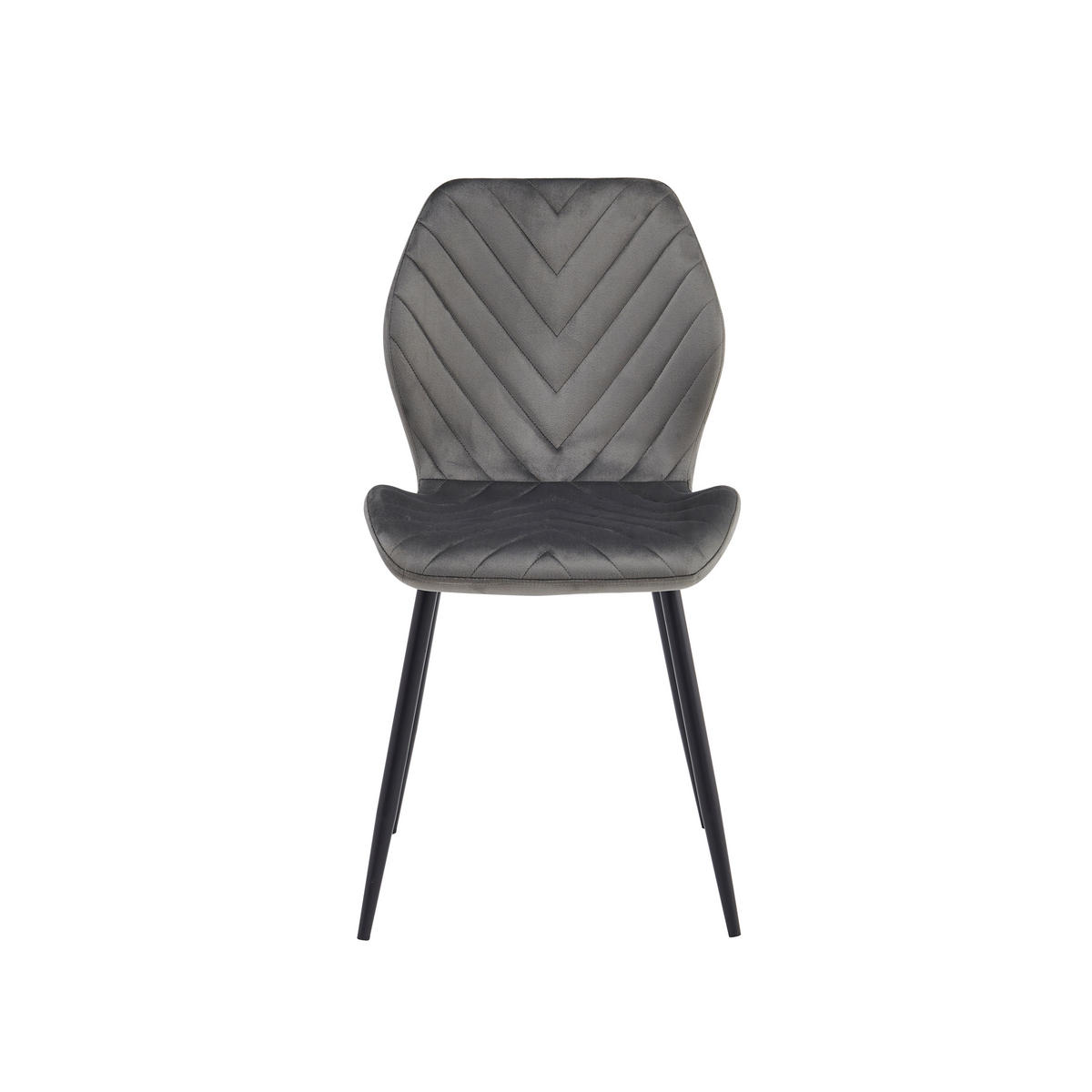 STÜHLE Esszimmerstuhl, gepolstert mit Steppung, schwarze Metallbeine, 1 Stück, Dunkelgrau - Dunkelgrau/Schwarz, Metall (48/86/41cm) - AN Furniture Store