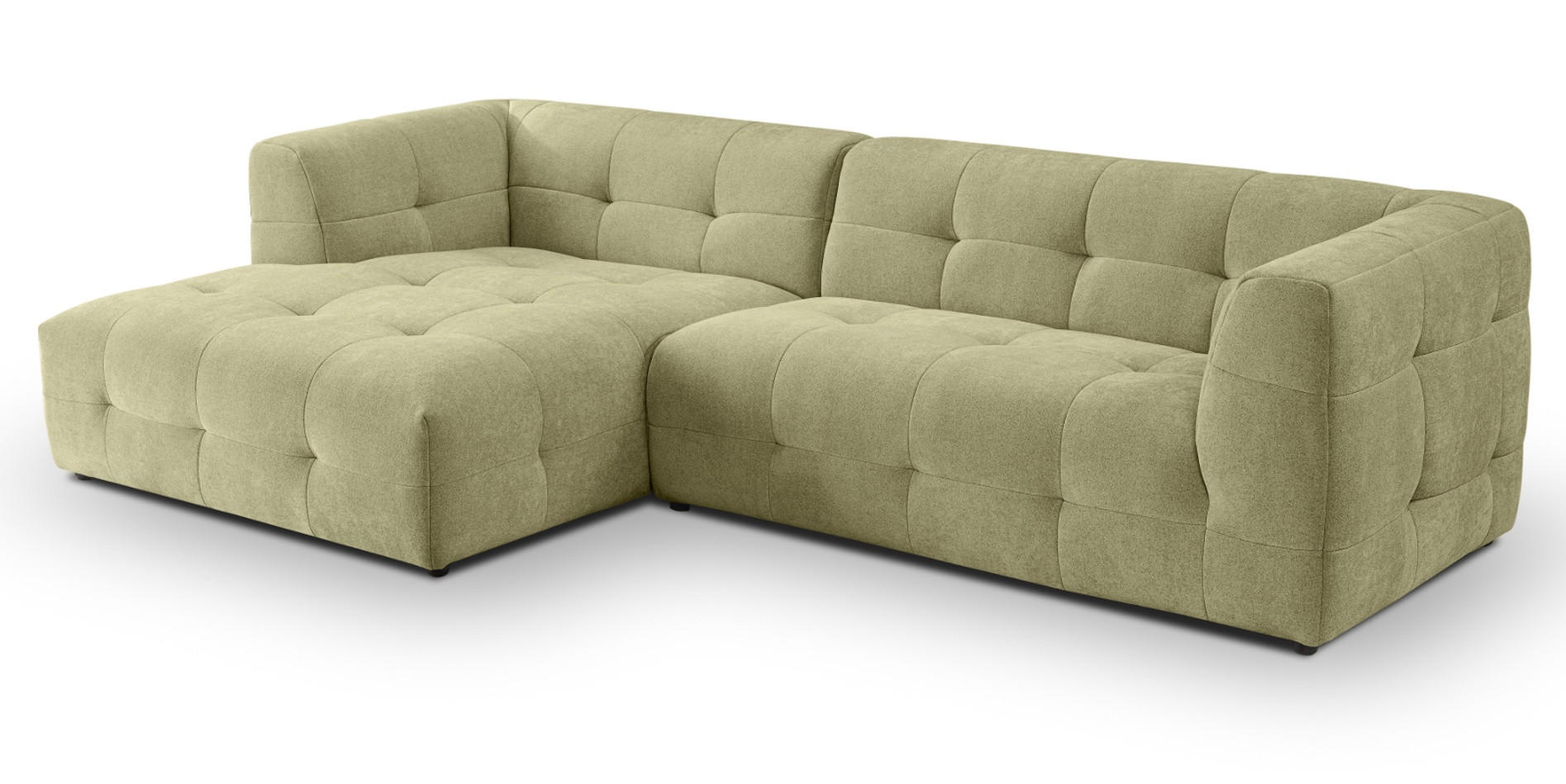 SOFA grün Webstoff 292 x 161 cm, Ecksofa 5-Sitzer, L-Sofa Ottomane links - Grün, Holz/Textil (292/161cm) - Inn.Furn