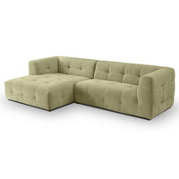 SOFA grün Webstoff 292 x 161 cm, Ecksofa 5-Sitzer, L-Sofa Ottomane links - Grün, Holz/Textil (292/161cm) - Inn.Furn