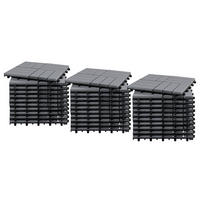 TERRASSENFLIESE - Akazie massiv - 10er-Set - Grau, Holz/Kunststoff (30/30/2.4cm) - home24