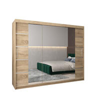 SCHWEBETÜRENSCHRANK 200/250/62 3-türig - Silberfarben/Sonoma Eiche, Holz/Kunststoff (250/200/62cm) - MÖBEL KRYSPOL