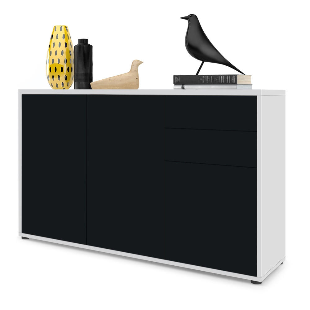 KOMMODE Ben Front in Schwarz matt - Schwarz, Holzwerkstoff (117/74/36cm) - Vladon