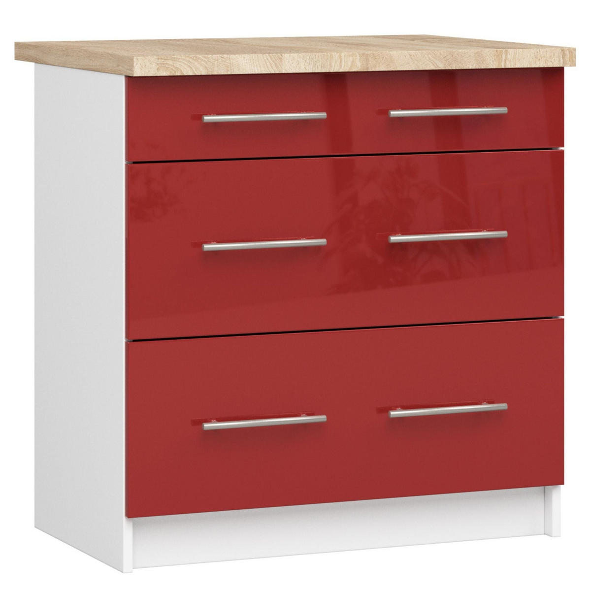 UNTERSCHRANK Weiß, Rot Glanz 85/80/46 - Weiß, Holzwerkstoff (80/85/46cm) - RAUMHIRSCH FURNITURE