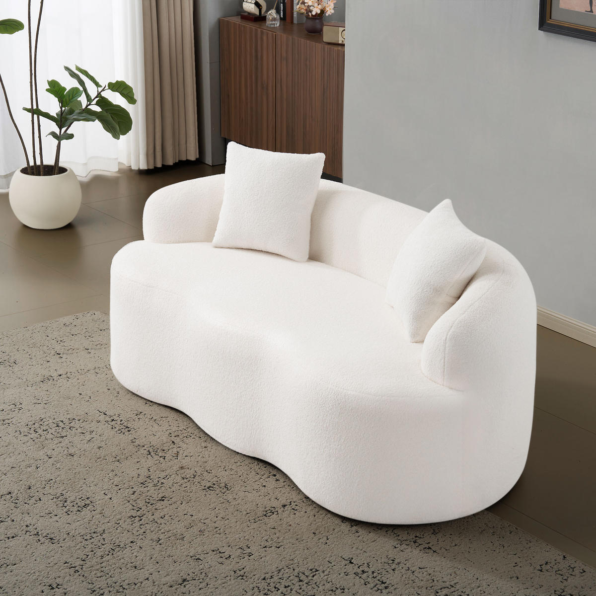 2-SITZER SOFA Polyester Weiß mit Kissen - Weiß, Holzwerkstoff/Textil (170/70/89cm) - WISHDOR