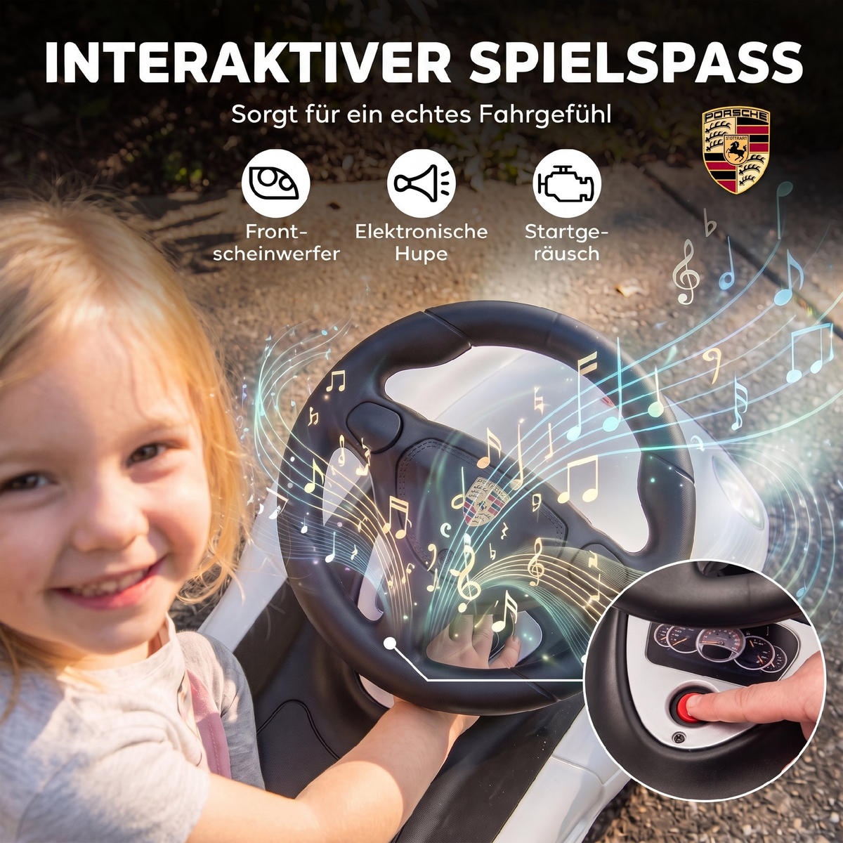 KINDER-RUTSCHAUTO PP Weiß - Weiß, Kunststoff (63/28.5/38cm) - AIYAPLAY