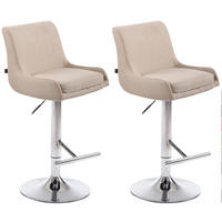 BARHOCKER Cludo, 2er Set, Gestell Metall in Chromoptik, Stoff Creme - Chromfarben/Creme, Textil/Metall (43/100/50cm) - TPFLiving