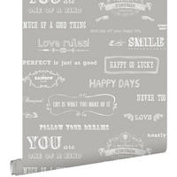 TAPETE Kreidetafel-Sprüche 53 cm x 10.05 m - Beige, Papier (53/1000cm) - ESTAhome