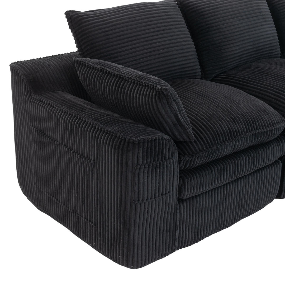 SOFA modular mit Hocker ca. 263 x 167 x 85 cm Cord Schwarz - Schwarz, Kunststoff (167/263cm) - Meubliv