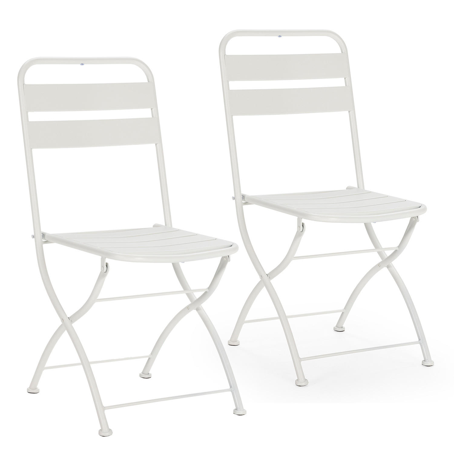 GARTENKLAPPSTUHL-SET Perla Metall - Weiß, Metall (42/88/55cm) - VS Venta-stock