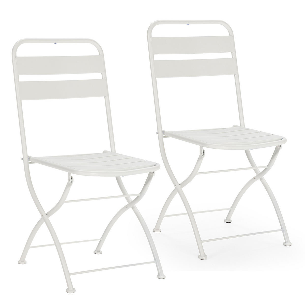GARTENKLAPPSTUHL-SET Perla Metall - Weiß, Metall (42/88/55cm) - VS Venta-stock
