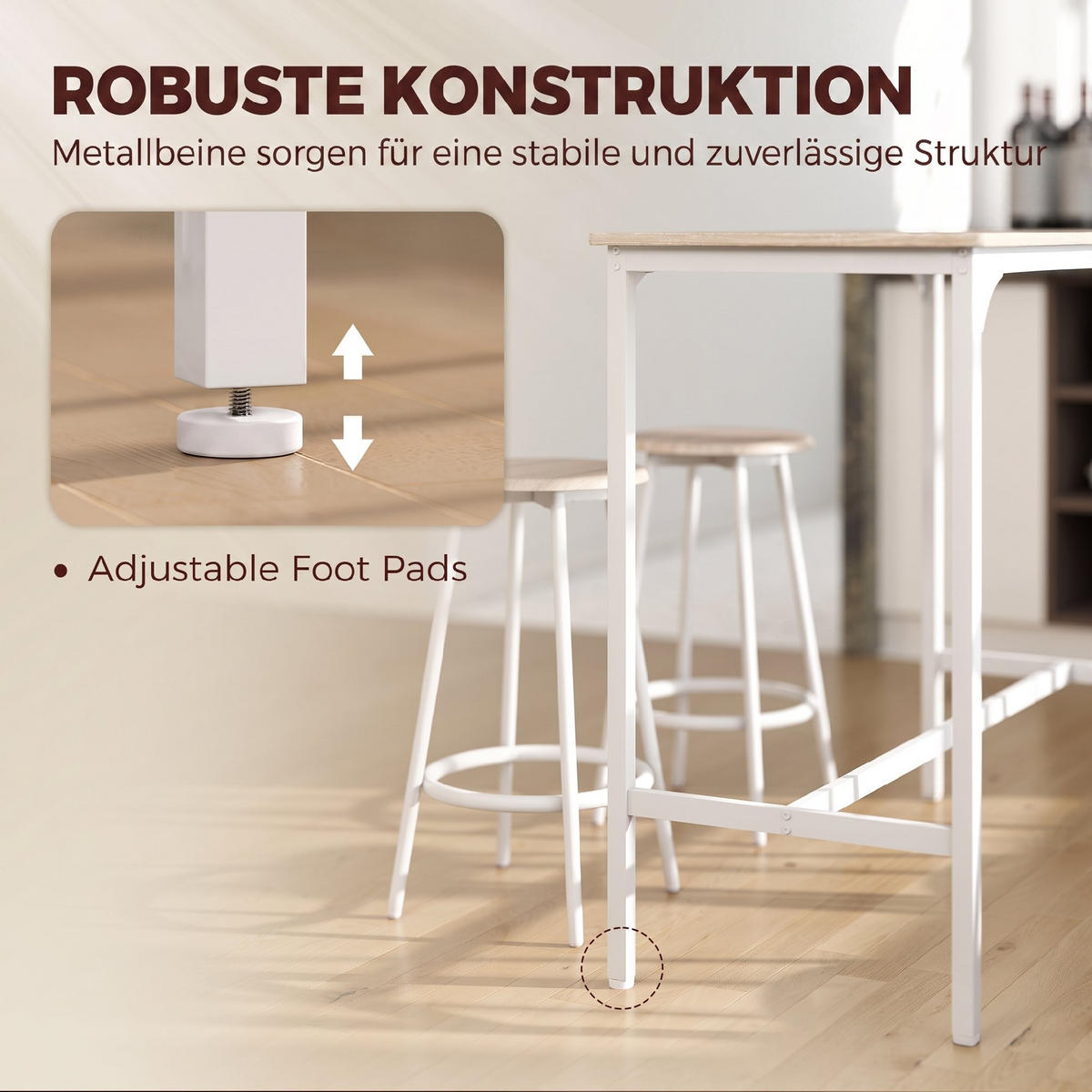 BARBORDSSET, 5-delars set, MDF, metall, ek - Ekfärgad, Träbaserade material (50/89.5/110cm) - HOMCOM