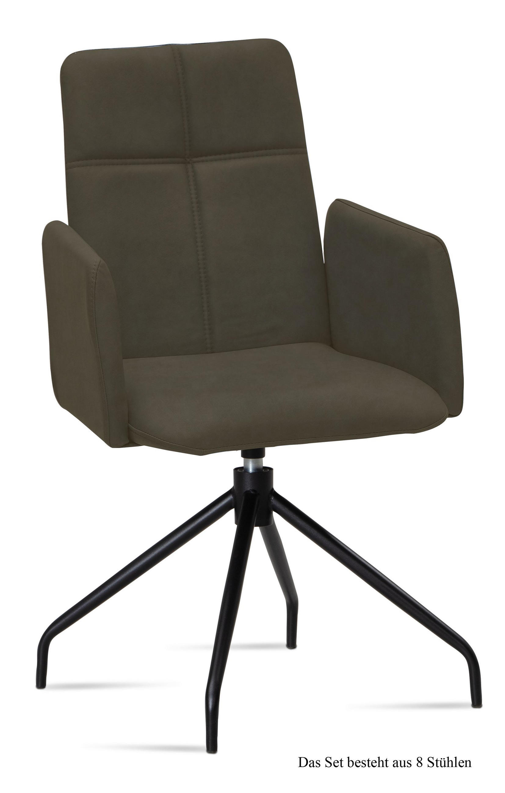 ARMLEHNSTUHL drehbar (8er-Set) Doanna 52x92x60 Schwarz/Khaki - Dunkelgrün/Schwarz, Kunststoff (60/92/52cm) - 58aufmkessel