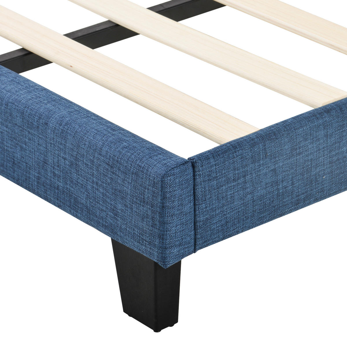 POLSTERBETT 140/200 cm Blau mit gepolstertem Kopfteil und Matratze - Blau, Textil (140/200cm) - OKWISH
