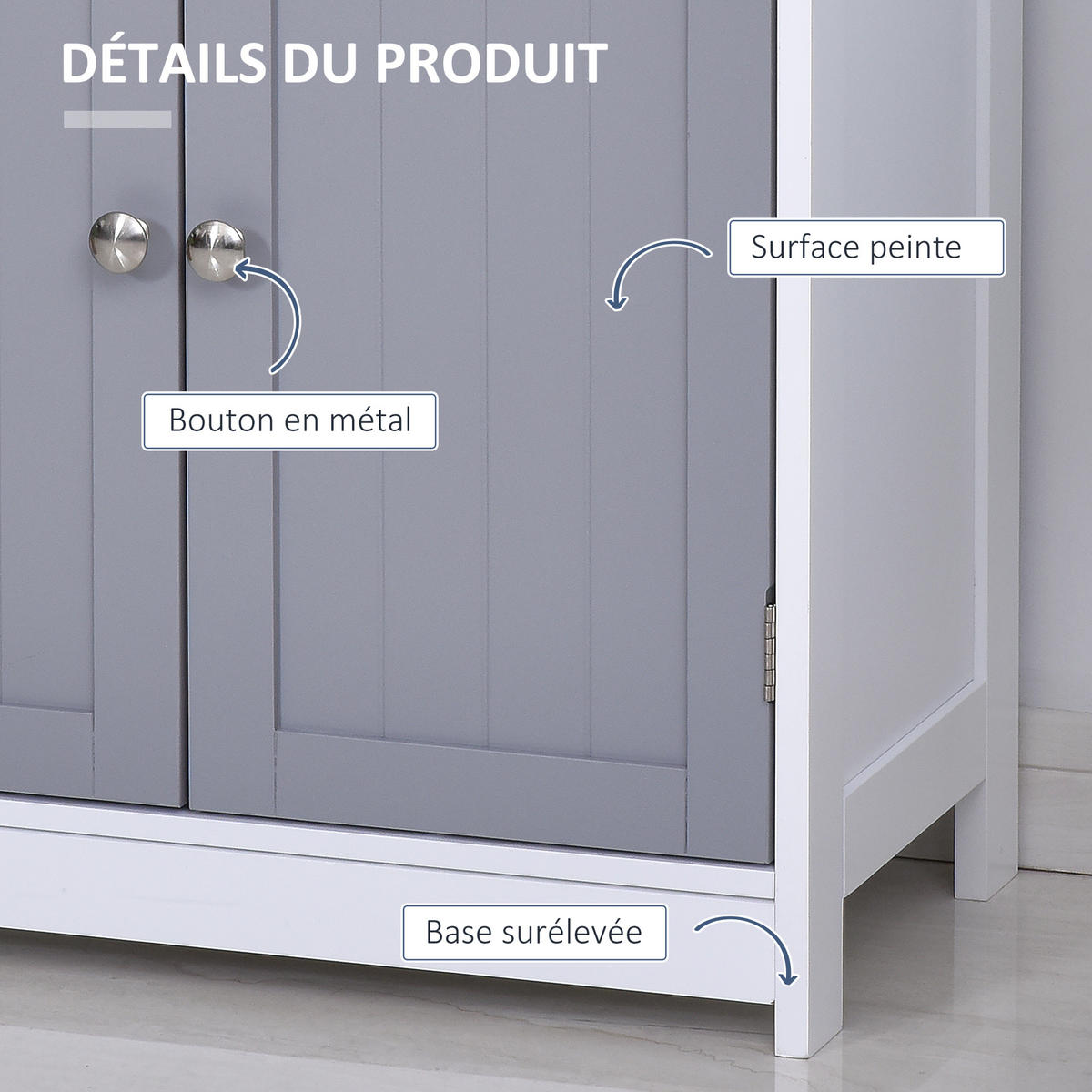 MIDISCHRANK DE-17310 mit 2 Schubladen & verstellbarem Regal Grau - Grau, Holzwerkstoff (30/75/60cm) - ComfortXL