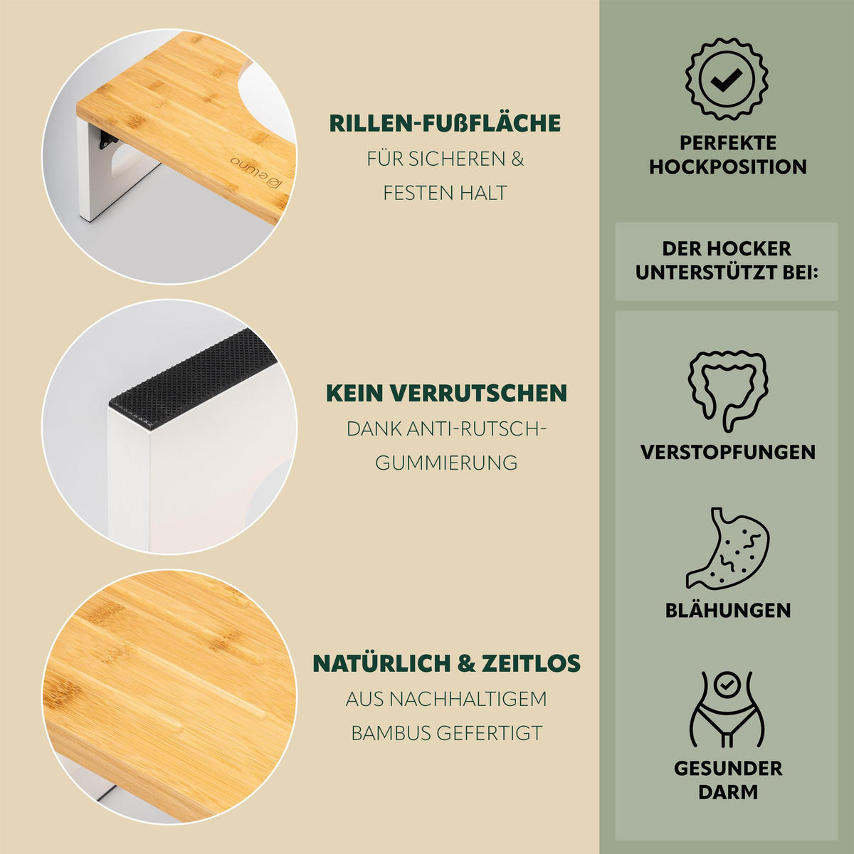 TOILETTENHOCKER Bambus, weiß - Weiß, Holz (43.5/18.5/28cm) - eluno