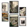 POSTER Set Mit 6 Vintage Paris A3 & A4 Schwarzer Rahmen - Schwarz, Papier (29/3cm) - Nacnic