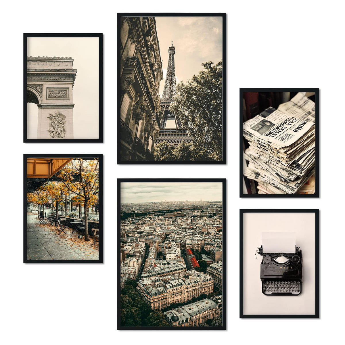POSTER Set Mit 6 Vintage Paris A3 & A4 Rahmenlos - Klar, Papier (29/3cm) - Nacnic