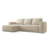 ECKSOFA mit Schlaffunktion Chenille Stoff Beige - Beige/Schwarz, Kunststoff/Textil (160/258cm) - Makamii