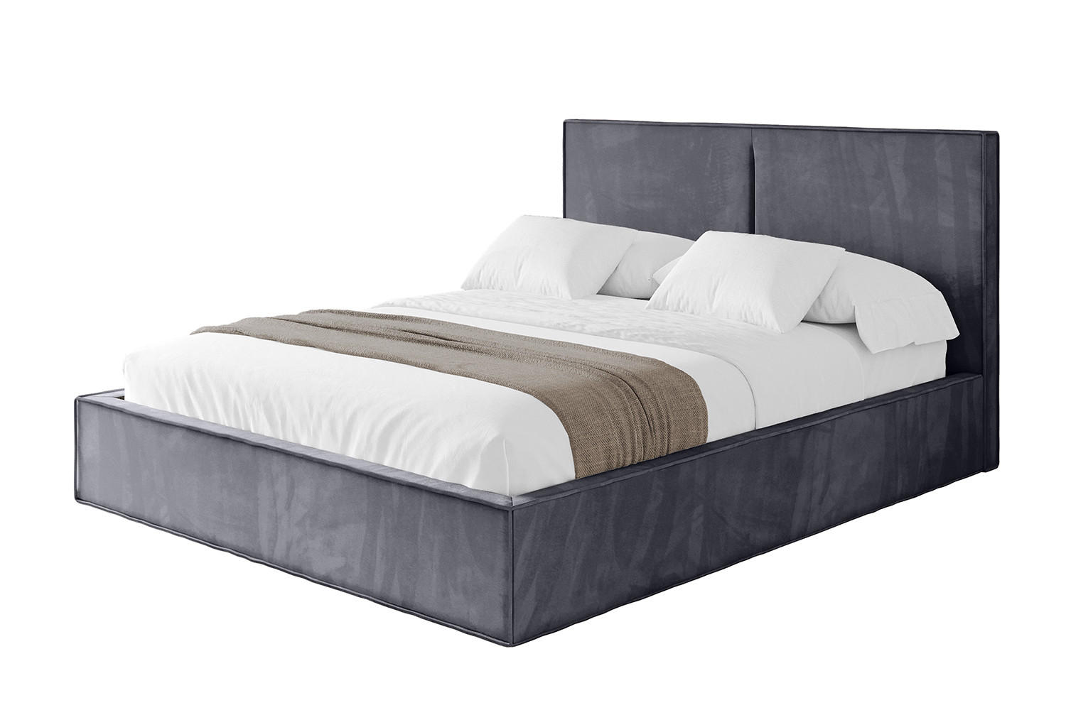 POLSTERBETT mit Bettkasten und Lattenrost, Bett mit Matratze H3/H4 - EMMI 180x200 Dunkelgrau - Dunkelgrau, Holzwerkstoff/Textil (180/200cm) - ALTDECOR