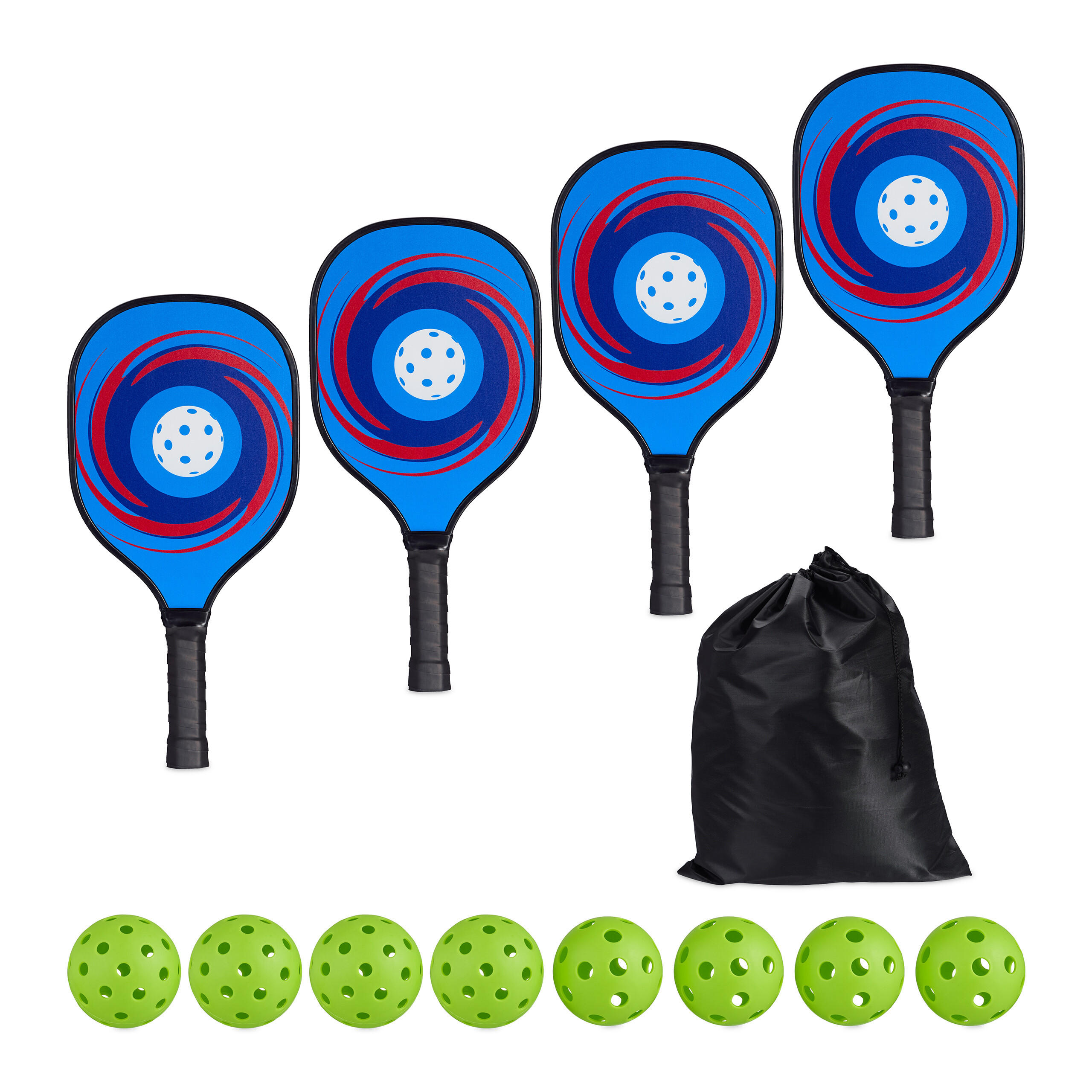 13-TLG.PICKLEBALL Set - Multicolor, Holz/Kunststoff (19.5/3.5cm) - Relaxdays