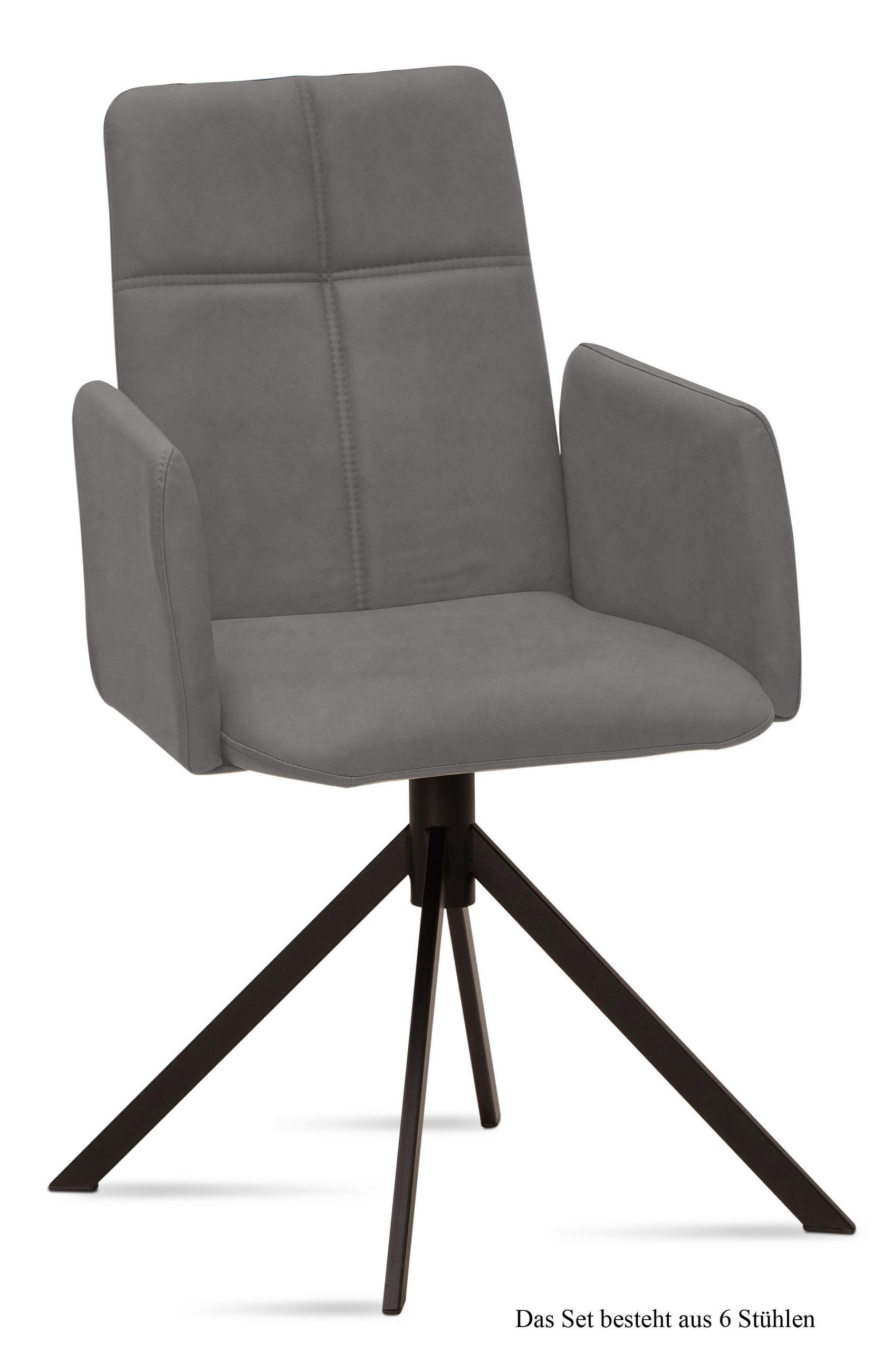 ARMLEHNSTUHL (6er-Set) Druci 52x92x60 Schwarz/Grau - Schwarz/Grau, Kunststoff (60/92/52cm) - 58aufmkessel