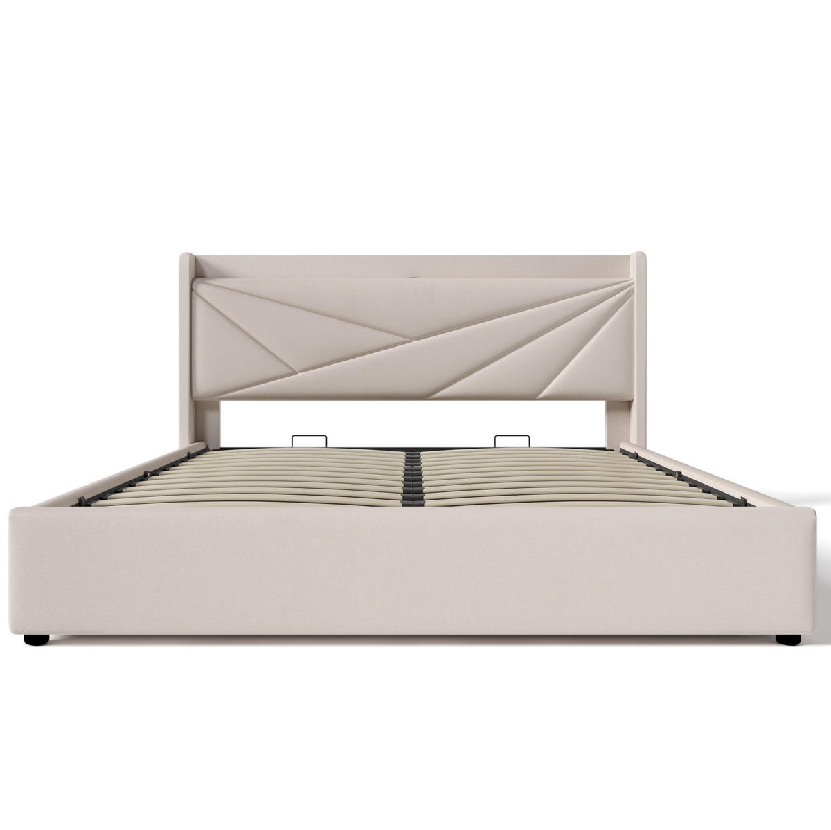 POLSTERBETT 160/200 cm mit Bettkasten, USB-C und Lattenrost in Beige - Beige, Textil (160/200cm) - BEAOK