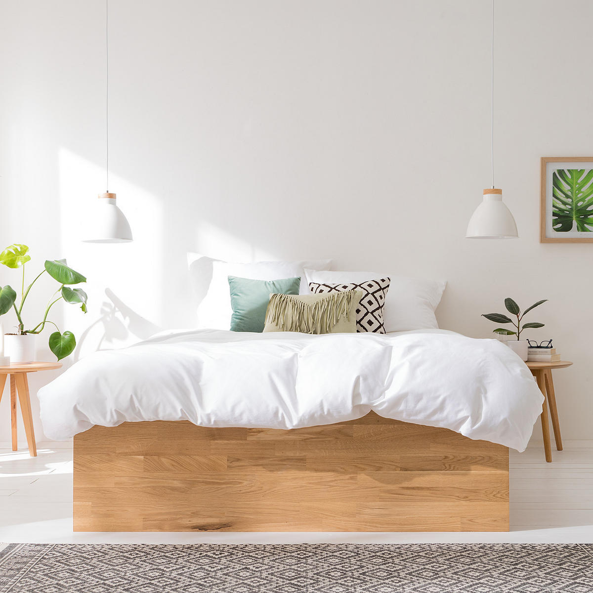 MASSIVHOLZBETT - Massivholz - Braun - Eichefarben, Holz (140/200cm) - home24