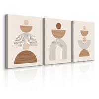 LEINWANDBILDER 3-er Set Geo-Muster Boho - Beige/Weiß, Textil (90/40cm) - Muralo