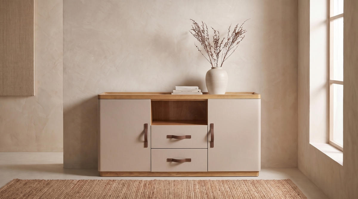 SIDEBOARD FLORIANA Weiß Eiche - Eichefarben/Weiß, Eichenholz/Holz (160/200cm) - KAWOLA
