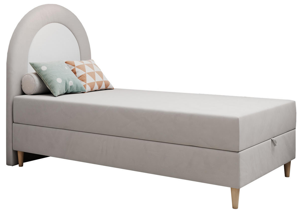 BOXBETT NEST 90/180 Hellgrau Velvet - H3 - Hellgrau, Holz/Textil (90/180cm) - MKS