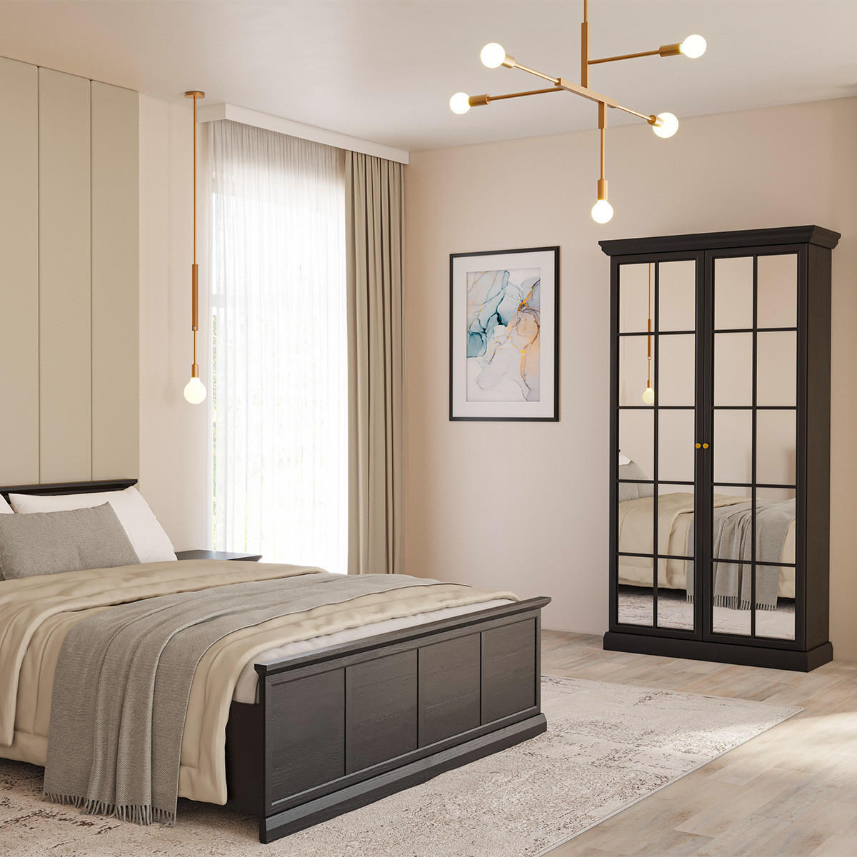 SCHRANK 2 Türen Toja Anthrazitfarbenes Holz - Braun, Holzwerkstoff (102.4/200/55.7cm) - Petits-meubles
