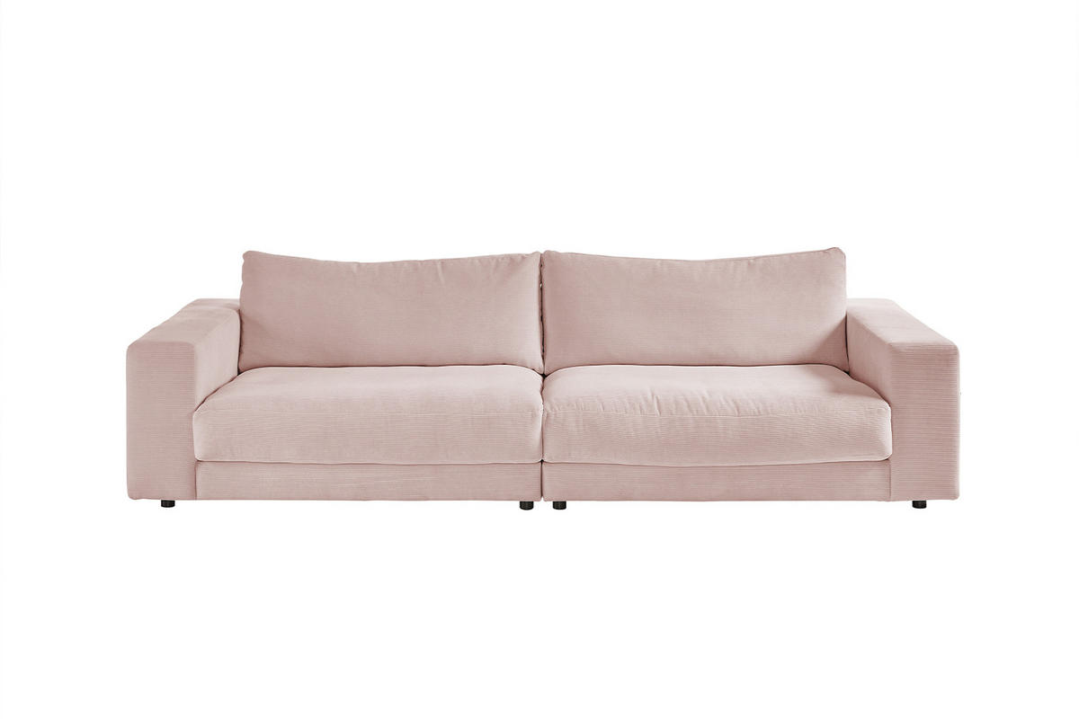 SOFA 3-SITZER MADELINE Pink Cord - Pink/Schwarz, Textil (290/85/127cm) - KAWOLA