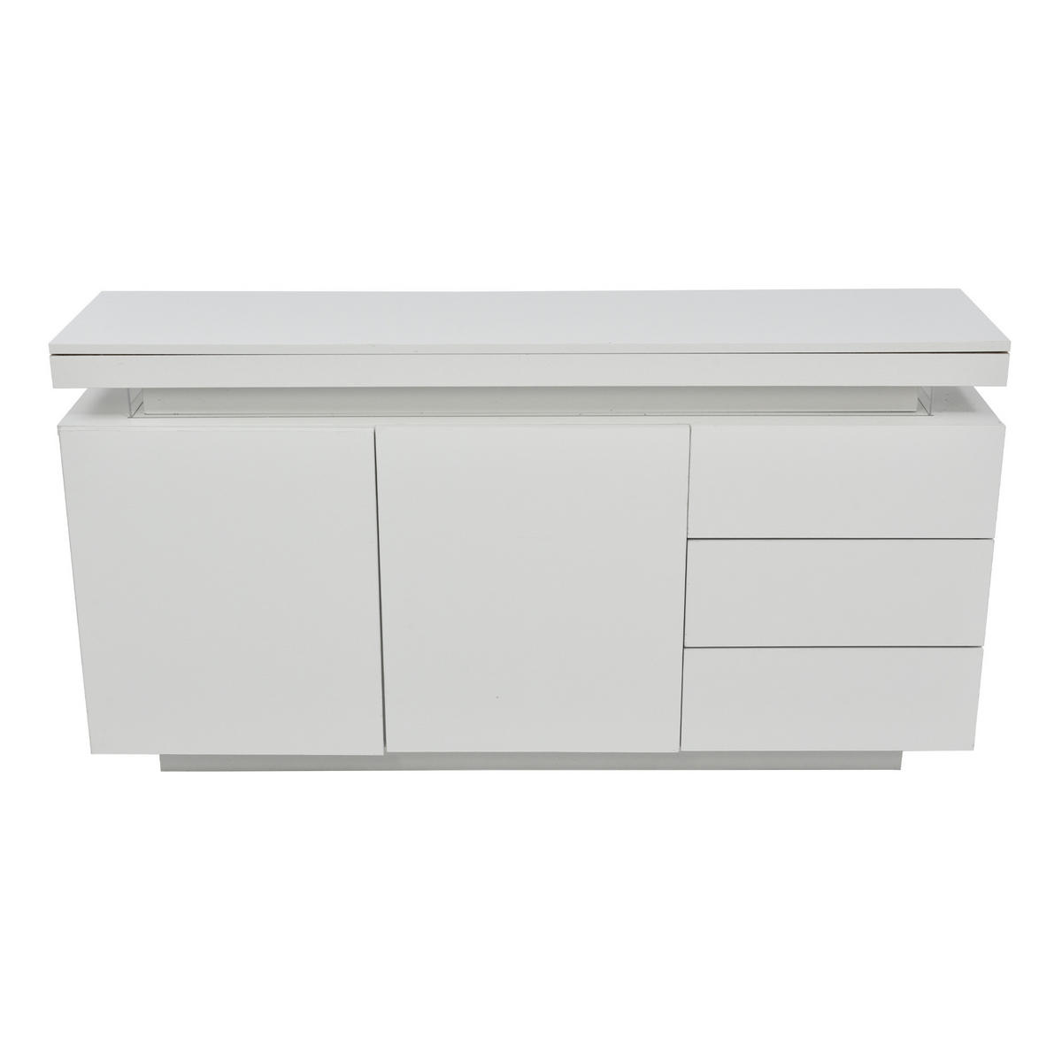 SIDEBOARD 140/35/72,5 cm aus Spanplatte mit LED-Beleuchtung und Hochglanzfront Weiß - Weiß, Holzwerkstoff (140/72.5/35cm) - Modenvie